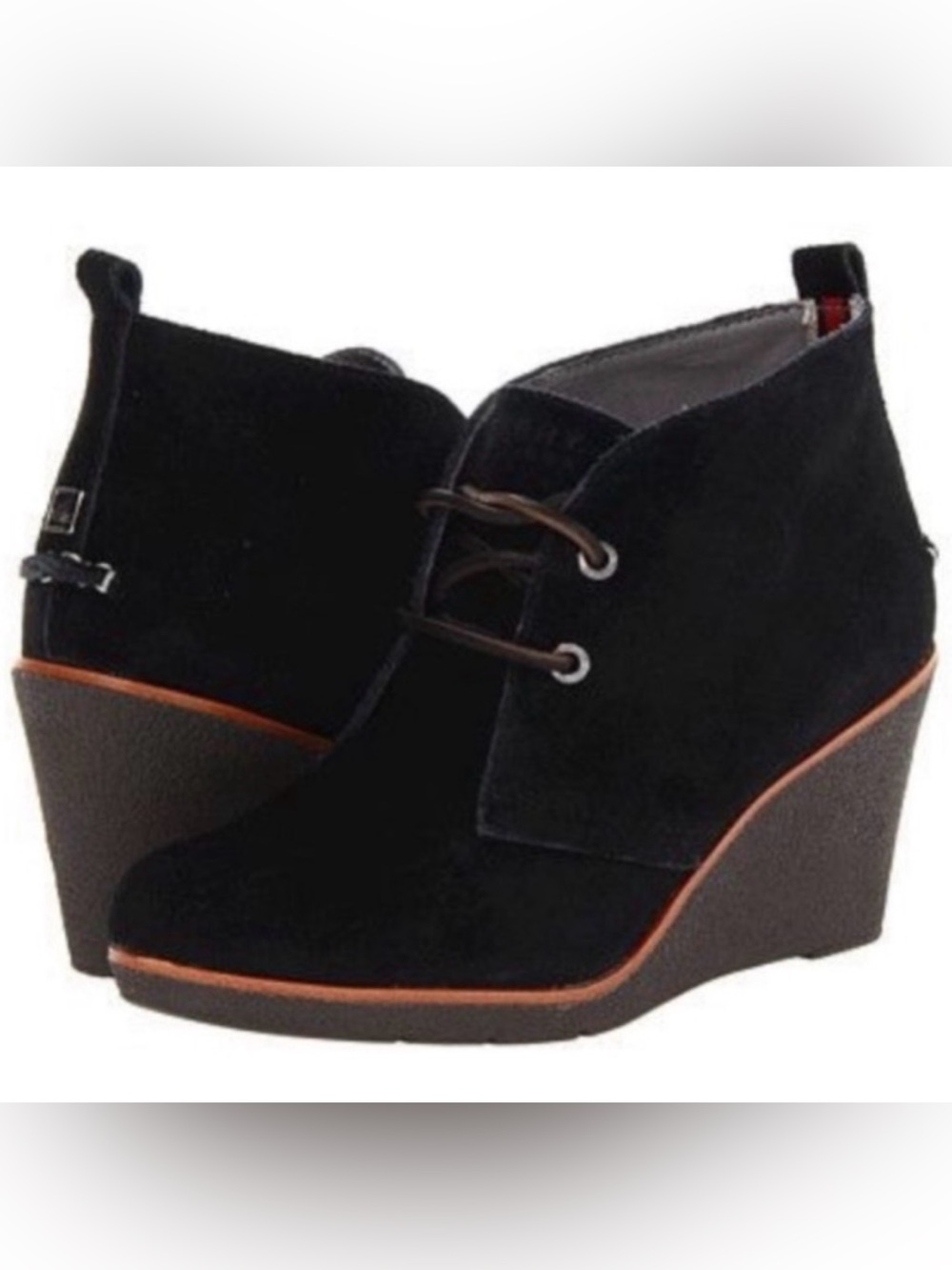 SPERRY | Women’s Black Suede Harlow Lace-Up Round Toe Wedge Bootie Boot size 9.5